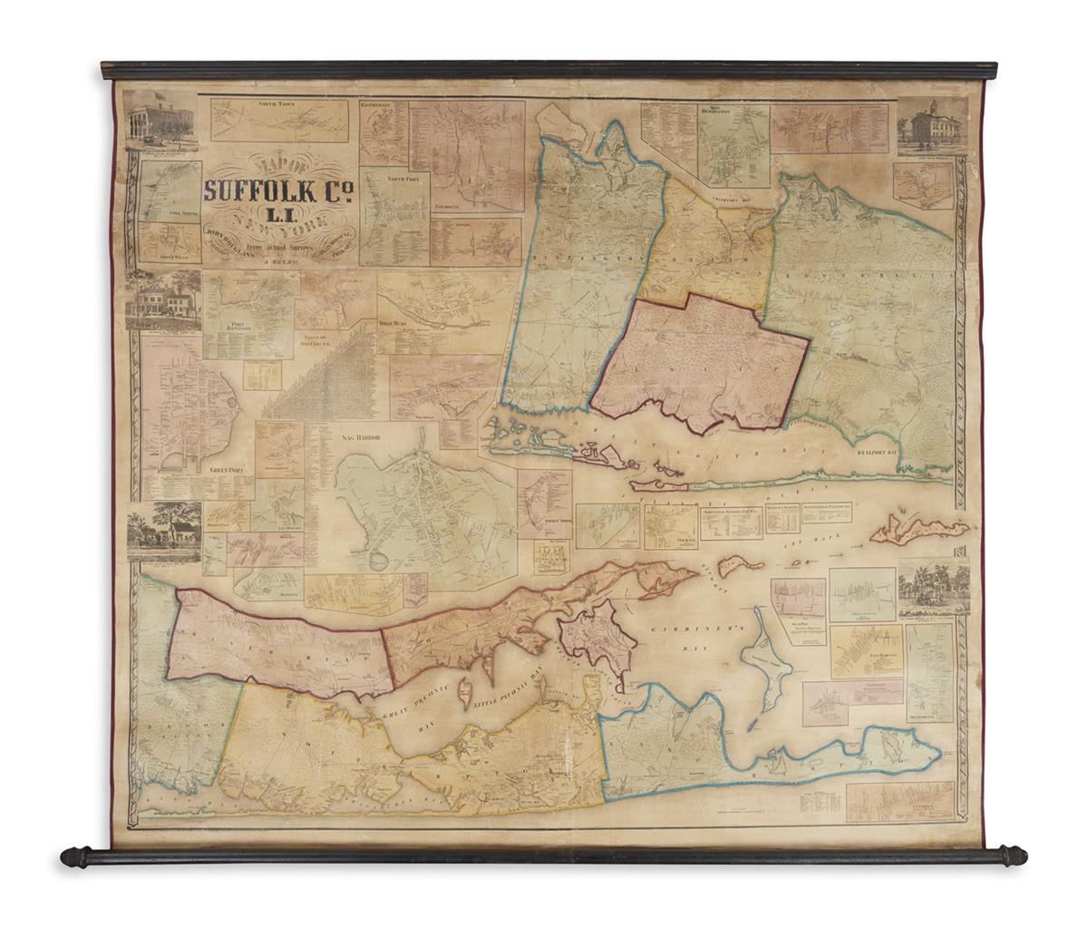 (NEW YORK -- LONG ISLAND.) Chace, J.; and Smith, Robert Pearsall. Map of Suffolk Co., L.I. New York.